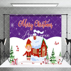 Aperturee - Aperturee Purple Sky Snowy Field Christmas Room Set Backdrop