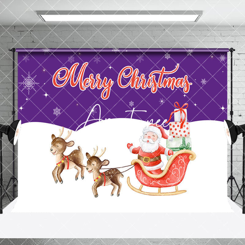 Aperturee - Aperturee Purple Sky Snowy Field Christmas Room Set Backdrop