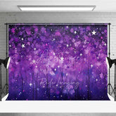 Aperturee - Aperturee Purple Starry Night Photography Backdrop Abstract Galaxy Forest Photo Background Magic Dreamy Sky Photo Booth Prop