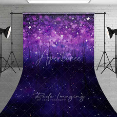 Aperturee - Aperturee Purple Starry Night Sweep Photo Backdrop Abstract Galaxy Forest Background Magic Dreamy Sky Floor Prop