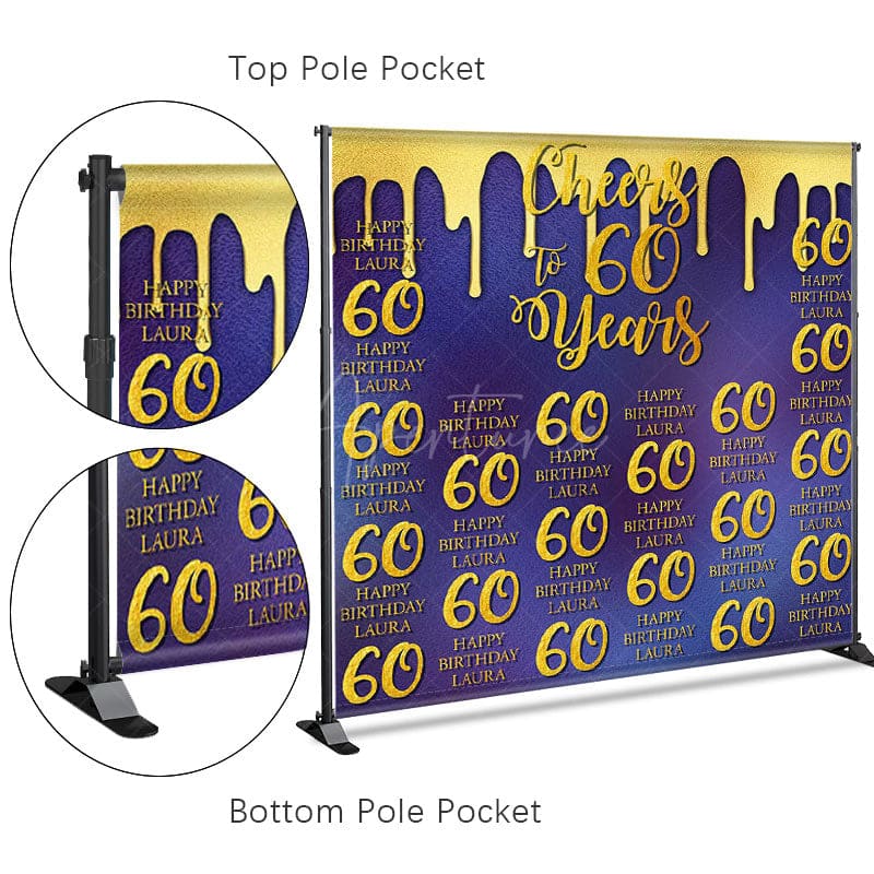 Aperturee - Aperturee Purple Step And Repeat Custom 60th Birthday Backdrop