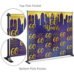 Aperturee - Aperturee Purple Step And Repeat Custom 60th Birthday Backdrop
