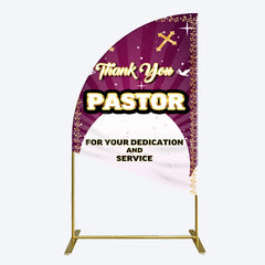 Aperturee - Aperturee Purple Sun Rays Cross Thank You Pastor Half Moon Arch Backdrop