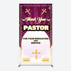 Aperturee - Aperturee Purple Sun Rays Cross Thank You Pastor Rectangle Backdrop