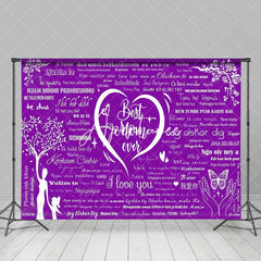 Aperturee - Aperturee Purple Various Languages I Love You Best Mom Backdrop
