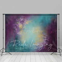 Aperturee - Aperturee Purple Yellow Green Mixed Painterly Photo Backdrop