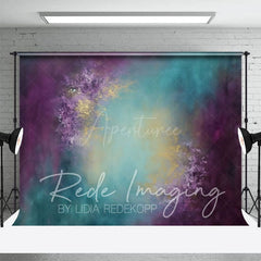 Aperturee - Aperturee Purple Yellow Green Mixed Painterly Photo Backdrop