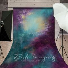 Aperturee - Aperturee Purple Yellow Green Mixed Painterly Sweep Backdrop