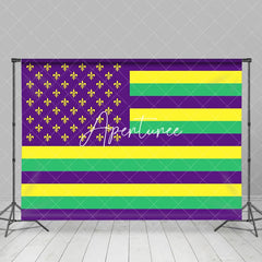 Aperturee - Aperturee Purple Yellow Green Usa Flag Mardi Gras Backdrop