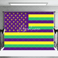 Aperturee - Aperturee Purple Yellow Green Usa Flag Mardi Gras Backdrop