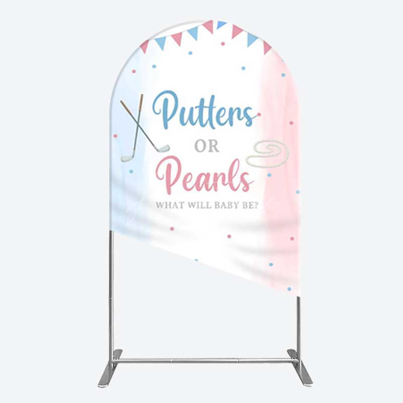 Aperturee Aperturee Putters Pearls Dots Baby Gender Reveal Arch Backdrop
