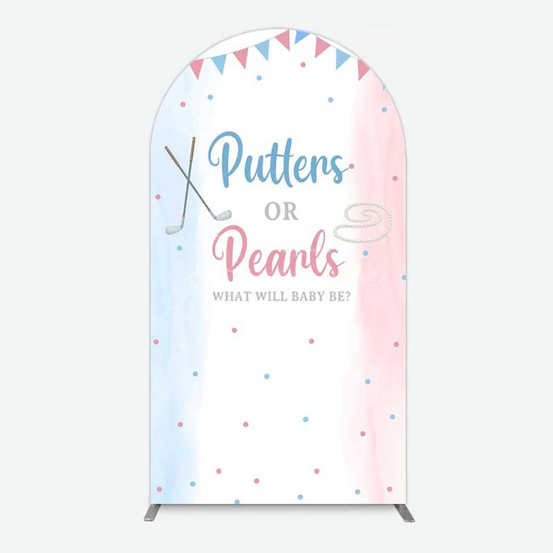 Aperturee Aperturee Putters Pearls Dots Baby Gender Reveal Arch Backdrop