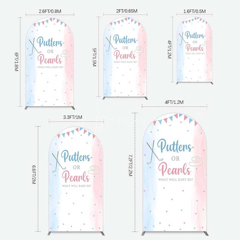 Aperturee Aperturee Putters Pearls Dots Baby Gender Reveal Arch Backdrop