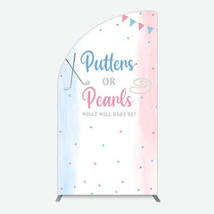 Aperturee Aperturee Putters Pearls Dots Baby Gender Reveal Half Moon Arch Backdrop