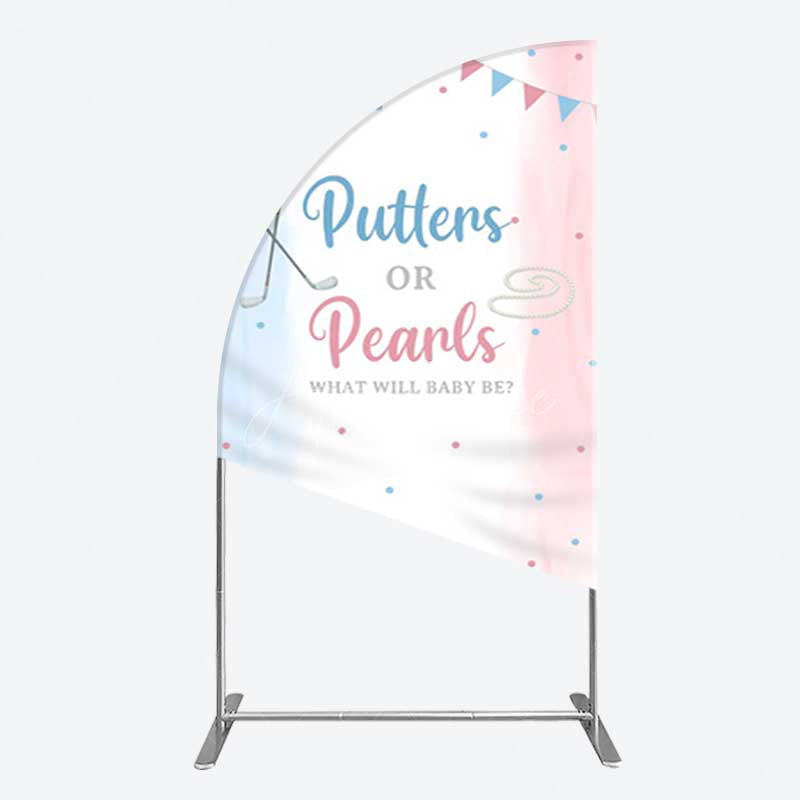 Aperturee Aperturee Putters Pearls Dots Baby Gender Reveal Half Moon Arch Backdrop