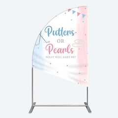 Aperturee Aperturee Putters Pearls Dots Baby Gender Reveal Half Moon Arch Backdrop