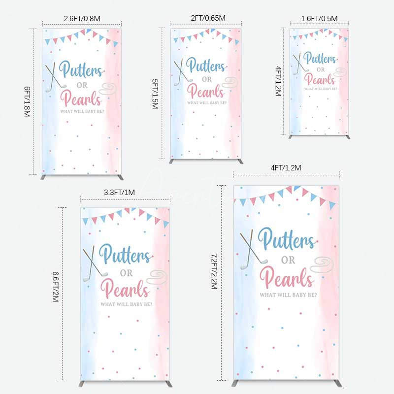 Aperturee Aperturee Putters Pearls Dots Baby Gender Reveal Rectangle Backdrop