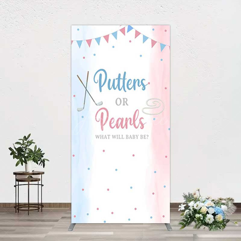Aperturee Aperturee Putters Pearls Dots Baby Gender Reveal Rectangle Backdrop
