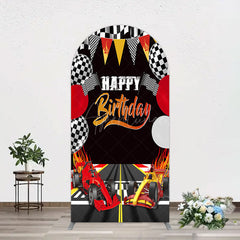 Aperturee - Aperturee Race Game Balloon Flags Fast Birthday Arch Backdrop
