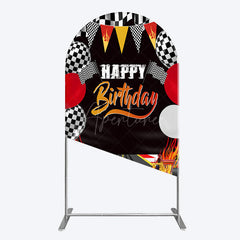 Aperturee - Aperturee Race Game Balloon Flags Fast Birthday Arch Backdrop