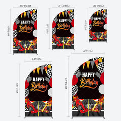 Aperturee - Aperturee Race Game Balloon Flags Fast Birthday Half Moon Arch Backdrop