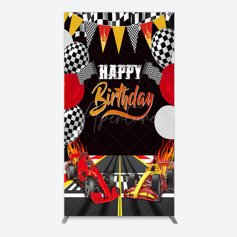 Aperturee - Aperturee Race Game Balloon Flags Fast Birthday Rectangle Backdrop