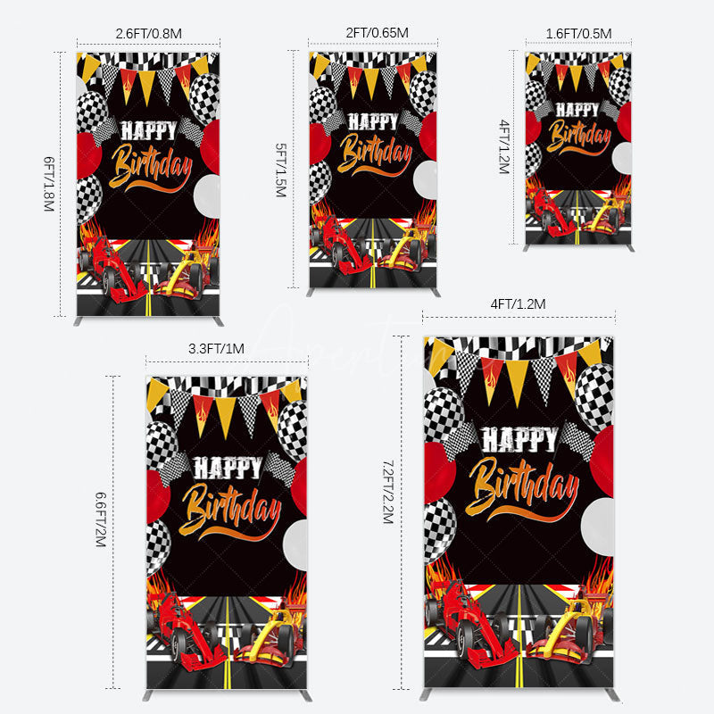 Aperturee - Aperturee Race Game Balloon Flags Fast Birthday Rectangle Backdrop
