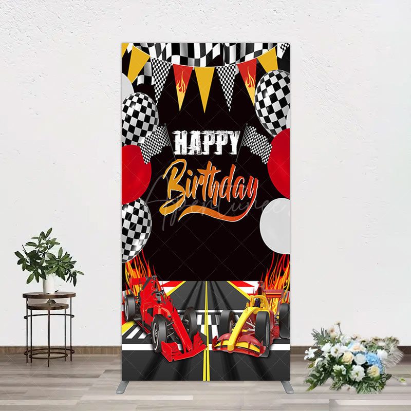 Aperturee - Aperturee Race Game Balloon Flags Fast Birthday Rectangle Backdrop
