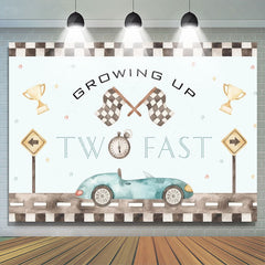 Aperturee - Aperturee Racing Car Two Fast Happy Birthday Backdrop Sports Party Decor Boys Photo Booth Background