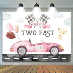Aperturee - Aperturee Racing Car Two Fast Happy Birthday Backdrop Sports Party Decor Boys Photo Booth Background