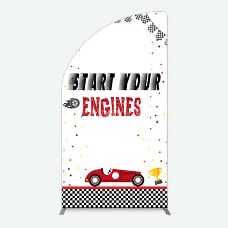 Aperturee Aperturee Racing Start Engines Boy Birthday Half Moon Arch Backdrop