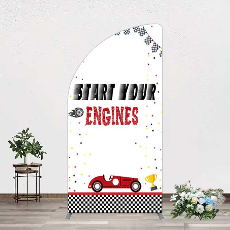 Aperturee Aperturee Racing Start Engines Boy Birthday Half Moon Arch Backdrop