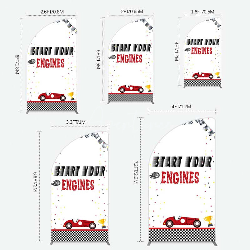 Aperturee Aperturee Racing Start Engines Boy Birthday Half Moon Arch Backdrop