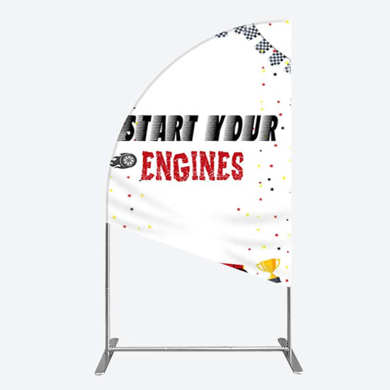 Aperturee Aperturee Racing Start Engines Boy Birthday Half Moon Arch Backdrop