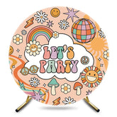 Aperturee - Aperturee Rainbow Ball Daisy Groovy Lets Party Round Backdrop