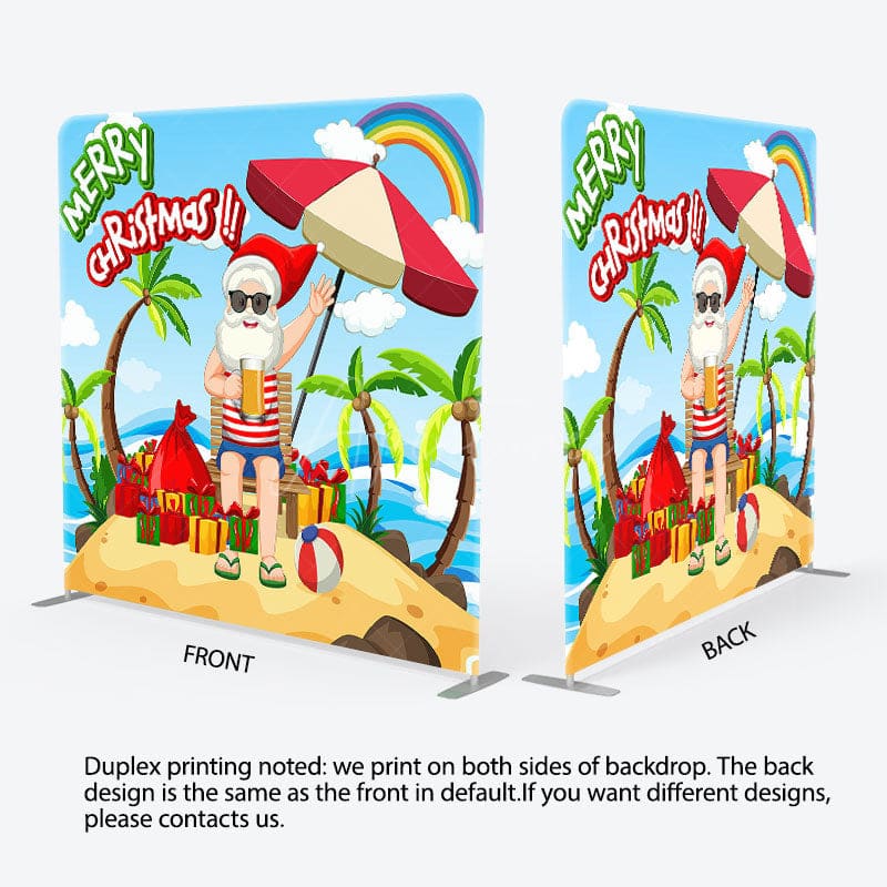 Aperturee - Aperturee Rainbow Beach Santa Merry Christmas In July Backdrop