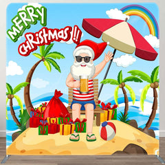 Aperturee - Aperturee Rainbow Beach Santa Merry Christmas In July Backdrop