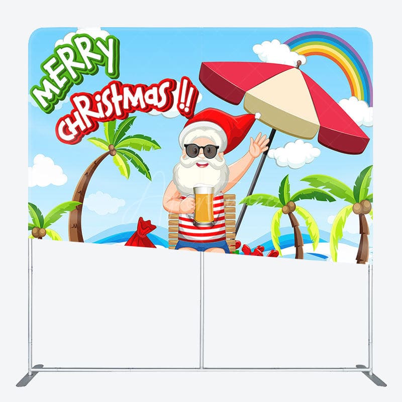 Aperturee - Aperturee Rainbow Beach Santa Merry Christmas In July Backdrop