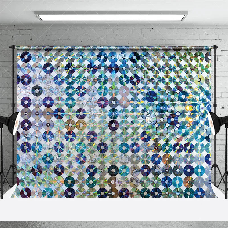 Aperturee - Aperturee Rainbow CD DVD Discs Backdrop Modern Music Dance Party Supplies for Retro Studio Decor