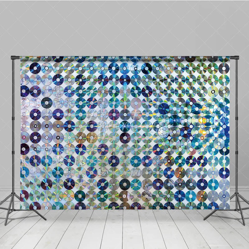 Aperturee - Aperturee Rainbow CD DVD Discs Backdrop Modern Music Dance Party Supplies for Retro Studio Decor