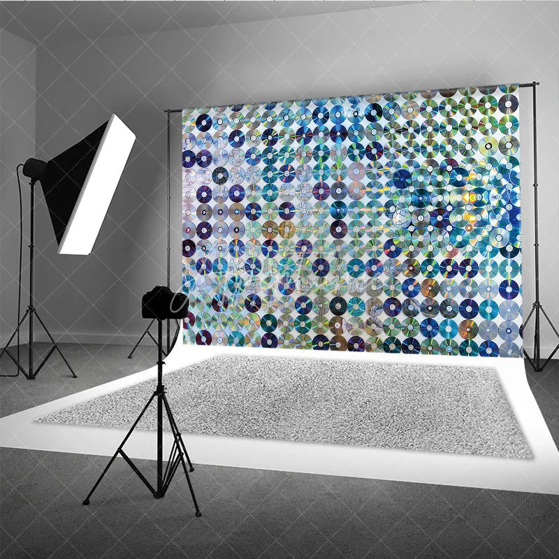 Aperturee - Aperturee Rainbow CD DVD Discs Backdrop Modern Music Dance Party Supplies for Retro Studio Decor