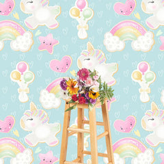 Aperturee - Aperturee Rainbow Cloud Unicorn Birthday Cake Smash Backdrop