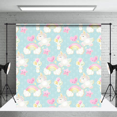 Aperturee - Aperturee Rainbow Cloud Unicorn Birthday Cake Smash Backdrop
