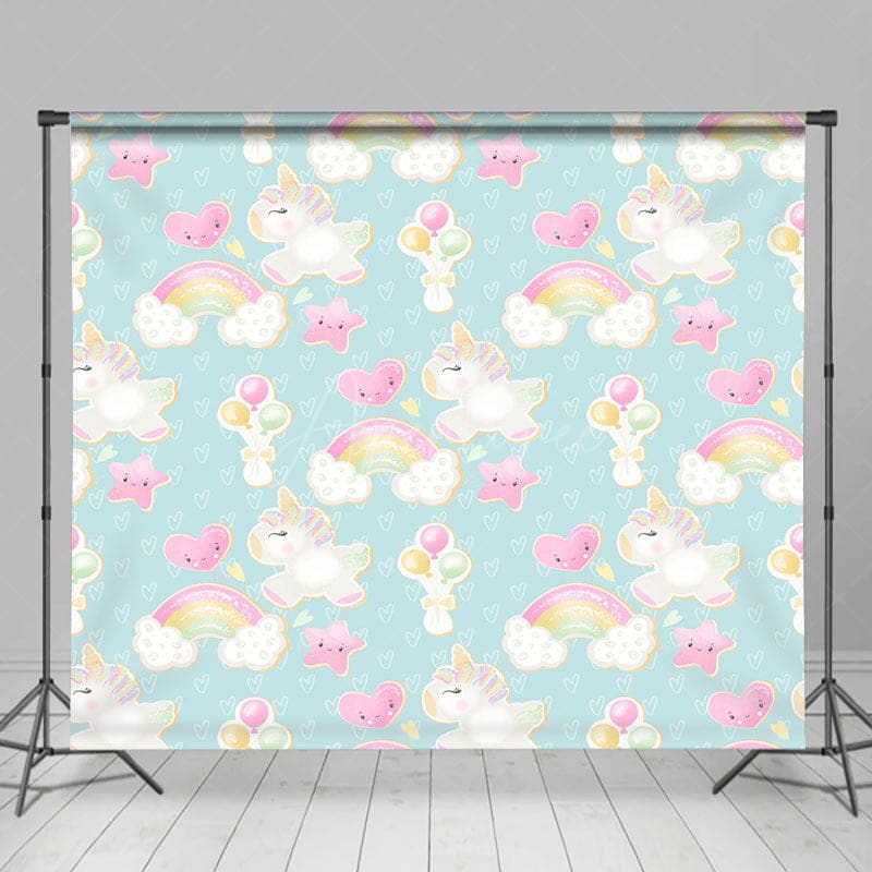 Aperturee - Aperturee Rainbow Cloud Unicorn Birthday Cake Smash Backdrop