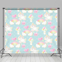 Aperturee - Aperturee Rainbow Cloud Unicorn Birthday Cake Smash Backdrop