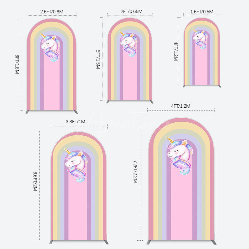Aperturee - Aperturee Rainbow Color Curve Stripes Birthday Arch Backdrop