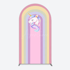 Aperturee - Aperturee Rainbow Color Curve Stripes Birthday Arch Backdrop