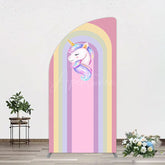 Aperturee - Aperturee Rainbow Color Curve Stripes Birthday Half Moon Arch Backdrop
