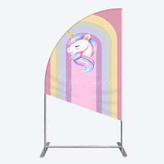 Aperturee - Aperturee Rainbow Color Curve Stripes Birthday Half Moon Arch Backdrop
