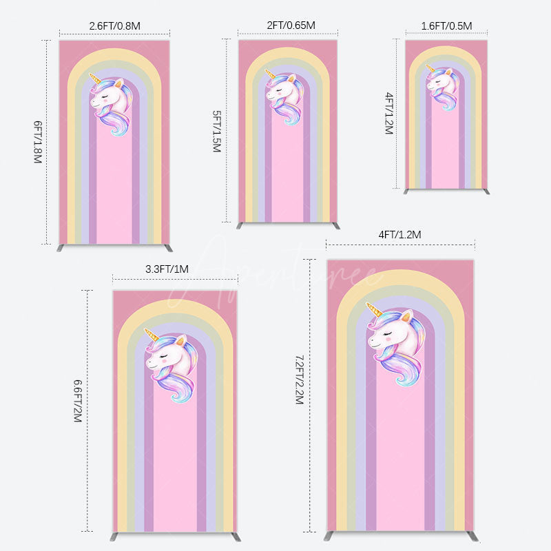 Aperturee - Aperturee Rainbow Color Curve Stripes Birthday Rectangle Backdrop